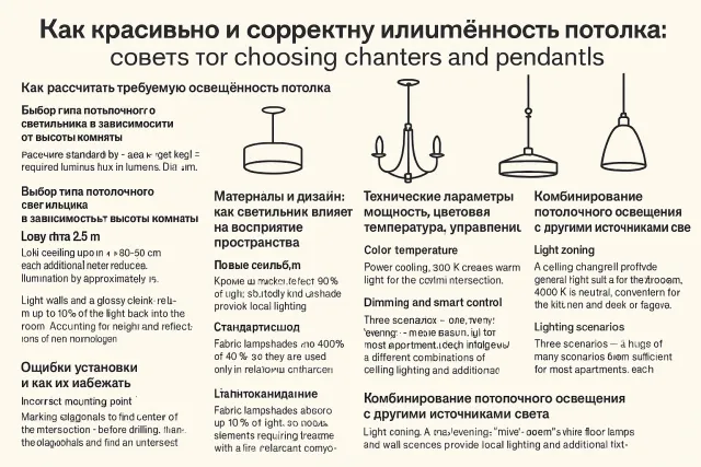 Как красиво и правильно осветить потолок: советы по выбору люстр и подвесных светильников